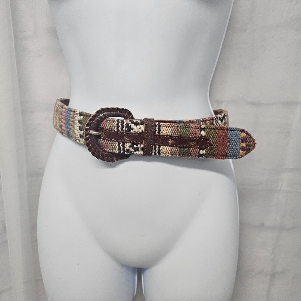 Unbranded Belt Cotton Leather Boho Gorpcore Stripes S